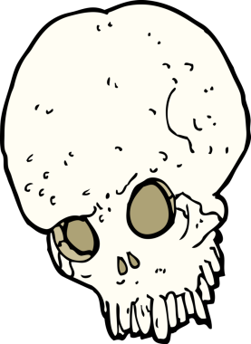 Bir insan tarafından çizilmiş ürkütücü bir kafatası.