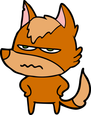 Bir insan tarafından çizilmiş kızgın tilki çizgi film karakteri