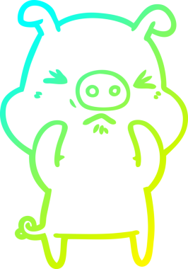 Bir insan tarafından çizilmiş kızgın bir domuzun soğuk çizgi çizimi.