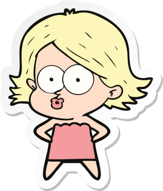 Bir insan tarafından çizilmiş somurtkan bir çizgi film kızının çıkartması.