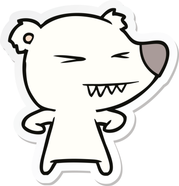 Bir insan tarafından çizilmiş kızgın bir kutup ayısının çıkartması.