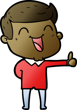 Bir insan tarafından çizilmiş gülen çizgi film adamı.