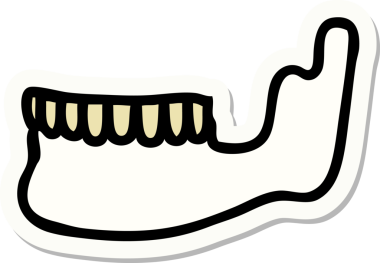 Bir insan tarafından çizilmiş iskelet çene geleneksel stil dövme çıkartması