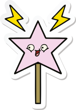 Bir insan tarafından çizilmiş şirin bir çizgi film sihirli değneğinin çıkartması.