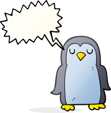 Bir insan tarafından çizilmiş serbest konuşma balonu karikatürü pengueni
