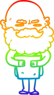 Gökkuşağı gradyan çizgi çizimi sakallı bir adamın bir insan tarafından çizilmiş