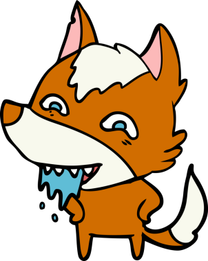 Bir insan tarafından çizilmiş tilki çizgi film karakteri