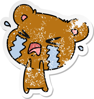 Bir insan tarafından çizilmiş ağlayan şirin bir ayının serbest sticker 'ı.