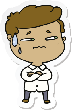 Bir insan tarafından çizilmiş endişeli bir adamın çıkartması.