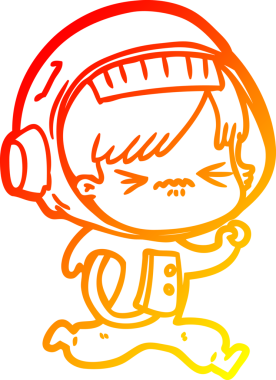 Bir insan tarafından çizilmiş bir astronot kadın çizgi çizimi.