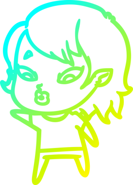 Soğuk gradyan çizgisi, bir insan tarafından çizilmiş şirin bir vampir kız çizgi filmi.