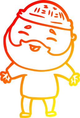 Bir insan tarafından çizilmiş mutlu sakallı bir adamın çizgi çizimi.