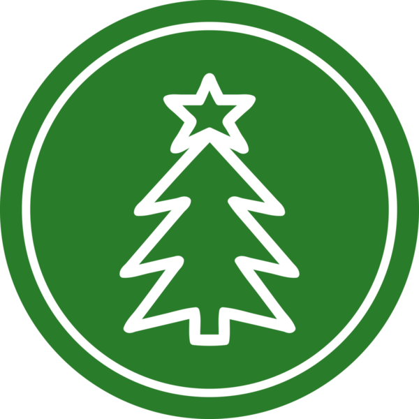 Noel ağacı dairesel simgesi bir insan tarafından çizilmiş.