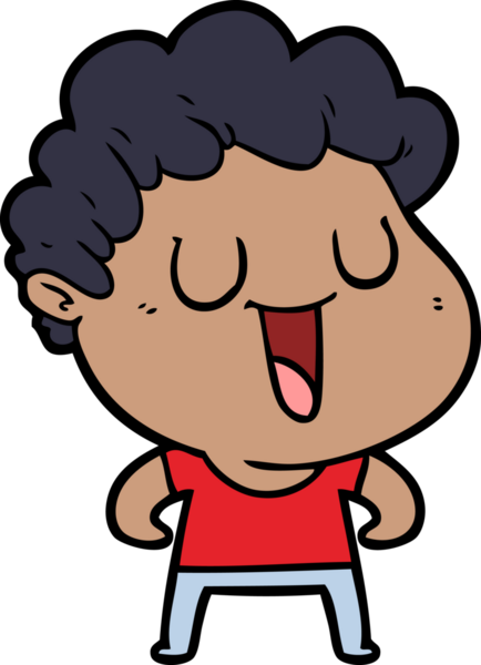 Bir insan tarafından çizilmiş gülen karikatür adam.