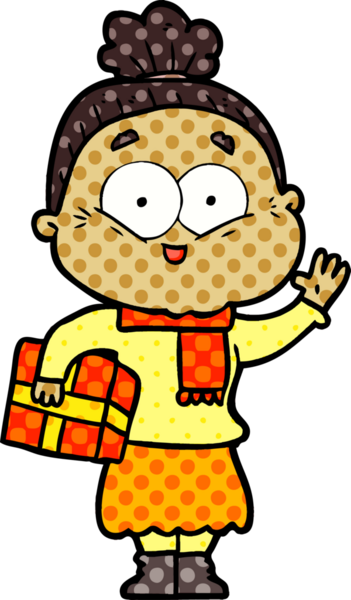 Bir insan tarafından çizilmiş mutlu yaşlı kadın çizgi filmi.