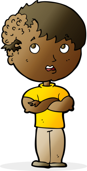 Bir insan tarafından çizilmiş kafasında büyüyen çizgi film çocuğu.