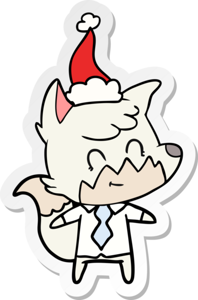 Bir insan tarafından çizilmiş Noel Baba şapkası giymiş arkadaş canlısı bir tilkinin el yazısı.