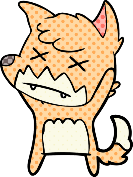 Bir insan tarafından çizilmiş şaşı tilki.