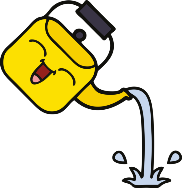 Bir insan tarafından çizilmiş tatlı bir çaydanlık karikatürü