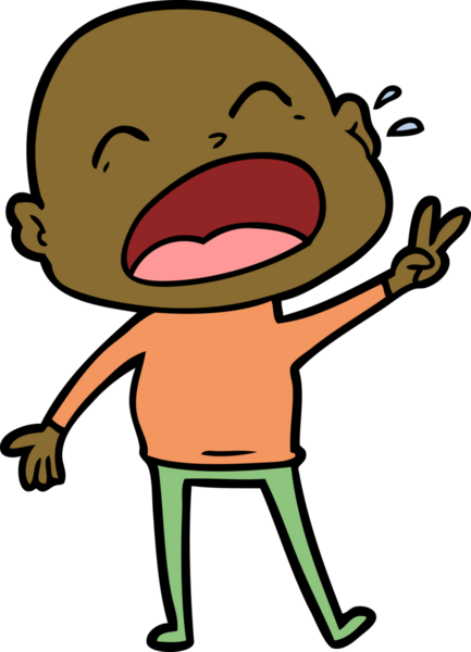 Bir insan tarafından çizilmiş kel adam diye bağıran çizgi film.