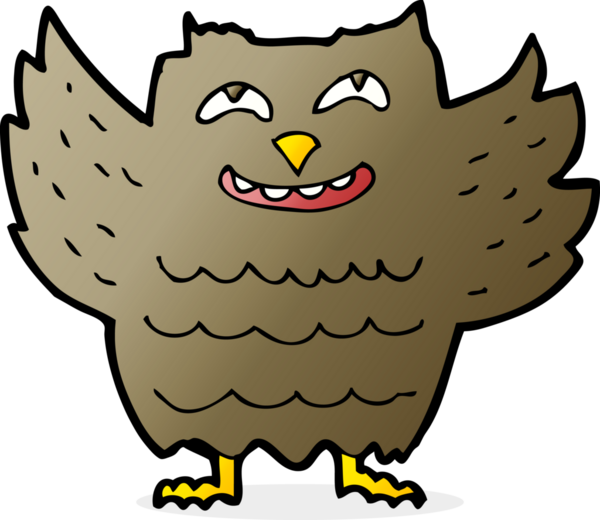 bir insan tarafından çizilmiş mutlu bir baykuş.