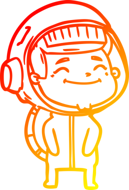 Bir insan tarafından çizilmiş mutlu bir astronotun sıcak çizgi çizimi