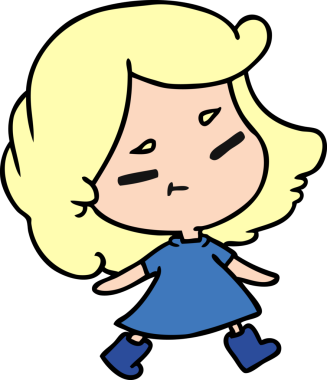 Bir insan tarafından çizilmiş sevimli bir kawai kızının çizgi film çizimi