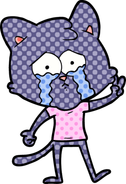 Bir insan tarafından çizilmiş çizgi film kedisi.