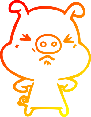 Bir insan tarafından çizilmiş kızgın bir domuzun sıcak çizgi çizimi