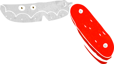 Bir insan tarafından çizilmiş katlanmış çizgi film bıçağı.