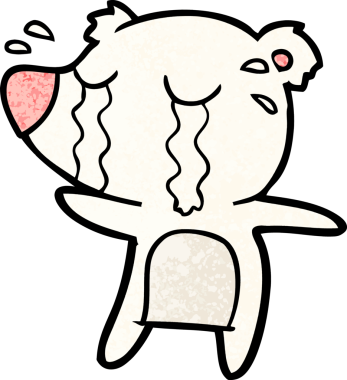 Bir insan tarafından çizilmiş üzgün küçük kutup ayısı çizgi filmi.