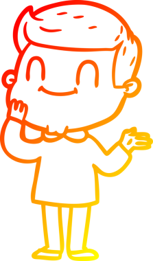 Bir insan tarafından çizilmiş, karikatür dostu bir adamın sıcak çizgi çizimi