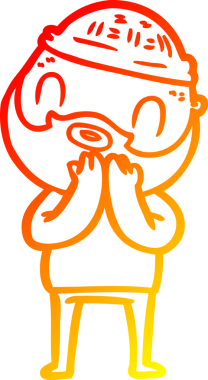 Bir insan tarafından çizilmiş sakallı bir adamın sıcak çizgi çizimi.