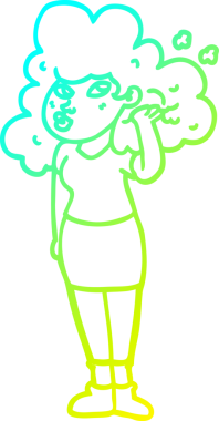 Bir insan tarafından çizilmiş saçlarla oynayan çizgi film kızı çizimi.