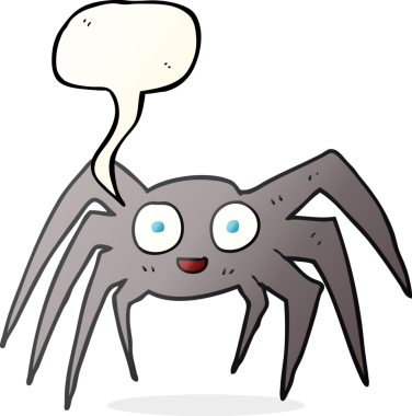 Bir insan tarafından çizilmiş serbest konuşma balonu çizgi film örümceği