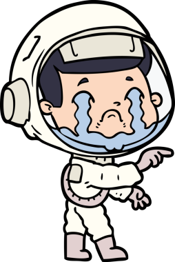 Bir insan tarafından çizilmiş ağlayan astronot çizgi filmi.