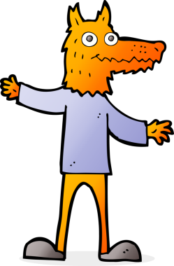 Bir insan tarafından çizilmiş tilki adam.