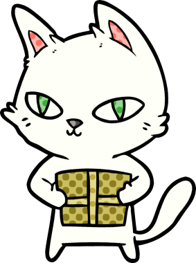 Bir insan tarafından çizilmiş karikatür kedisi.