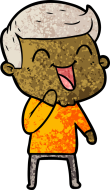 Bir insan tarafından çizilmiş gülen çizgi film adamı.