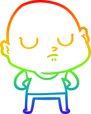 Gökkuşağı gradyan çizgisi bir insan tarafından çizilmiş kel bir adamın çizimi