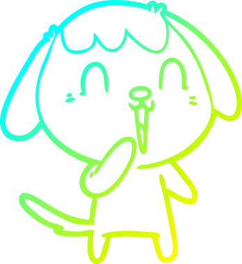 Bir insan tarafından çizilmiş şirin bir çizgi köpeğin soğuk gradyan çizgisi.