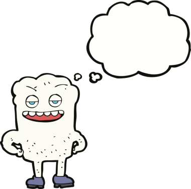 Bir insan tarafından çizilmiş düşünce baloncuğu olan kendini beğenmiş bir çizgi film karakteri.