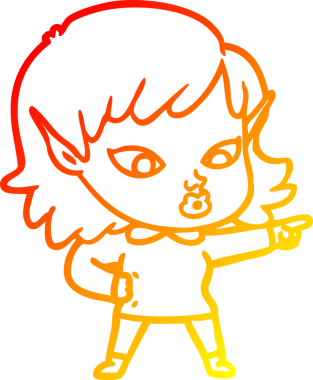 Bir insan tarafından çizilmiş güzel bir elf kızı çizimi.