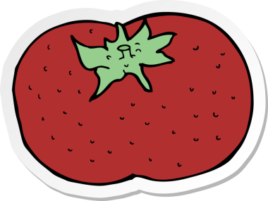 Bir insan tarafından çizilmiş bir domates etiketi.