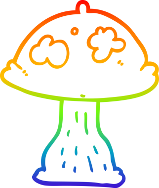 gökkuşağı gradyan çizgi çizimi bir insan tarafından çizilmiş mantar karikatürü