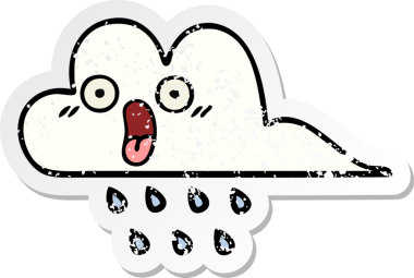 Bir insan tarafından çizilmiş tatlı bir yağmur bulutunun sıkıntılı çıkartması