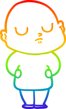 Gökkuşağı gradyan çizgisi bir insan tarafından çizilmiş kel bir adamın çizimi