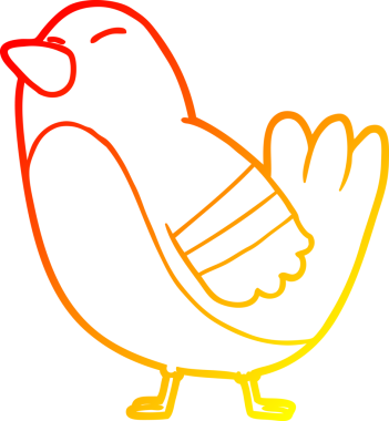 Bir insan tarafından çizilmiş çizgi film kuşunun sıcak gradyan çizimi