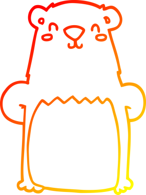 Bir insan tarafından çizilen çizgi film ayısının sıcak çizgi çizimi