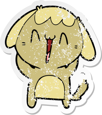 Bir insan tarafından çizilmiş şirin bir köpeğin sıkıntılı çıkartması.